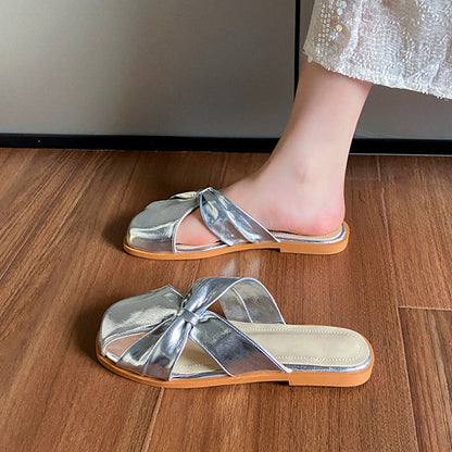Ortho Welt Damen-Sandalen Metallic Schleife Orthopädisch