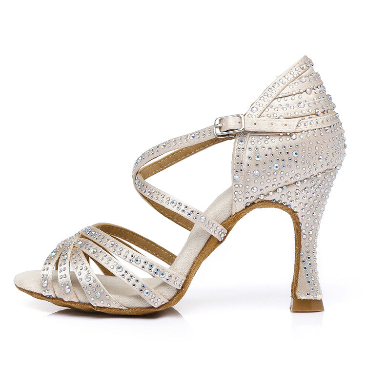 Ortho Welt Latin Dance Shoes With Rhinestones - Unique Elegance