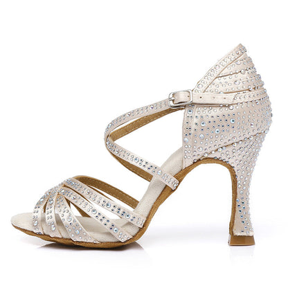 Ortho Welt Latin Dance Shoes With Rhinestones - Unique Elegance