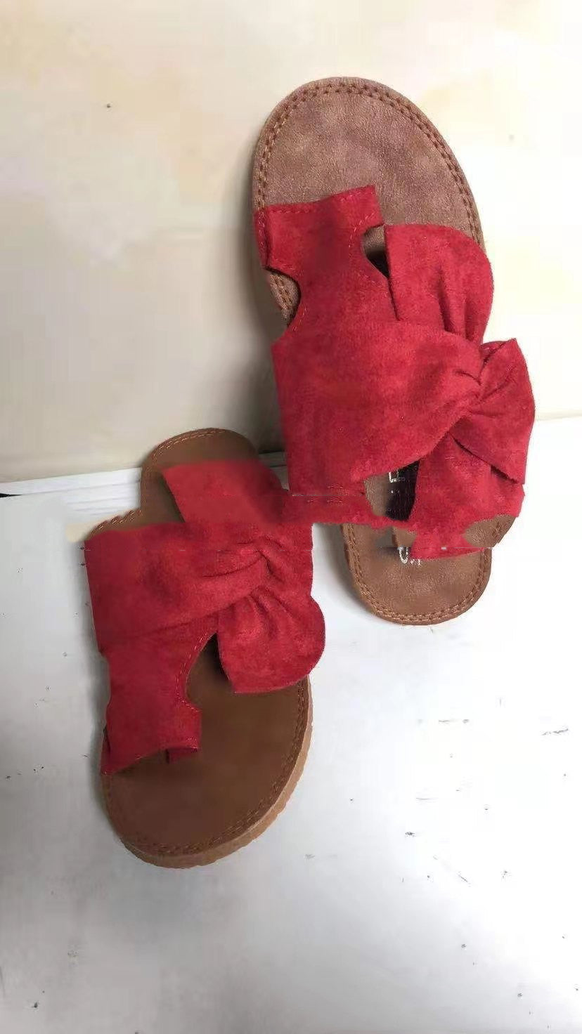 Ortho Welt Suede Sandals With Bow - Plus Size