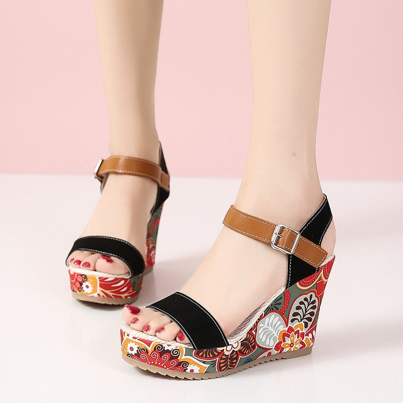 Ortho Welt Floral Embroidered High Heel Sandals - Unique Elegance