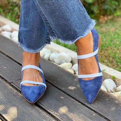 Ortho Welt Suede Shoes With Low Heels And Two Thin Bands