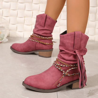 Ortho Welt Pleated Tassel Boots - Orthopedic Comfort