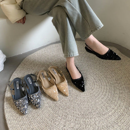 Ortho Welt Silver Sequined Pumps - Unique French Style