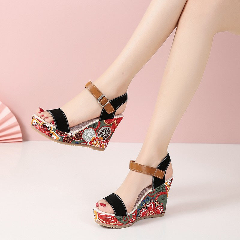 Ortho Welt Floral Embroidered High Heel Sandals - Unique Elegance