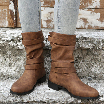 Ortho Welt Vintage Low Heel Boots With Adjustable Buckle