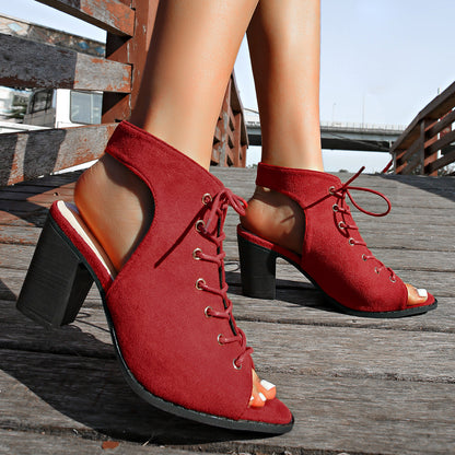 Ortho Welt Orthopedic Lace-Up Sandals - Block Heel Comfort