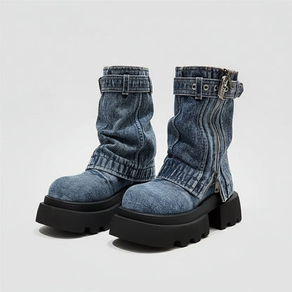 Ortho Welt Denim Boots - Orthopedic, Chunky Sole