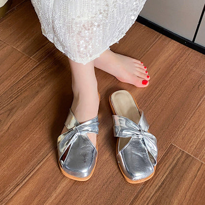 Ortho Welt Damen-Sandalen Metallic Schleife Orthopädisch