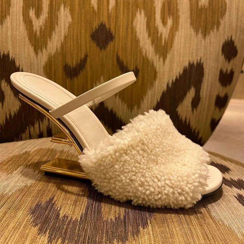 Ortho Welt Damen-Sandalen - Orthopedic Kunstfell Heels