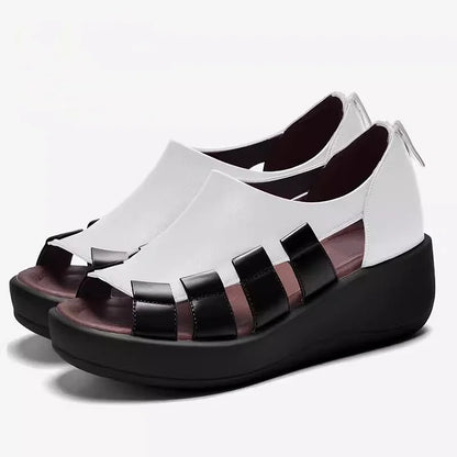Ortho Welt Zamira Keilsandale - Farbblock Leder Orthopedic