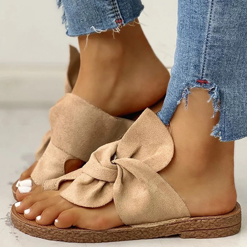 Ortho Welt Suede Sandals With Bow - Plus Size