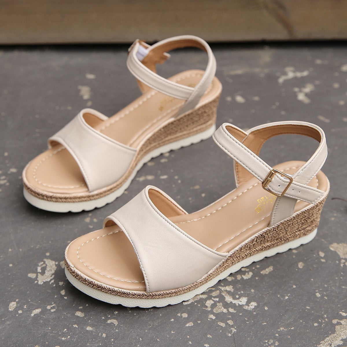 Ortho Welt Wedge Heel Sandals With Buckle - Summer