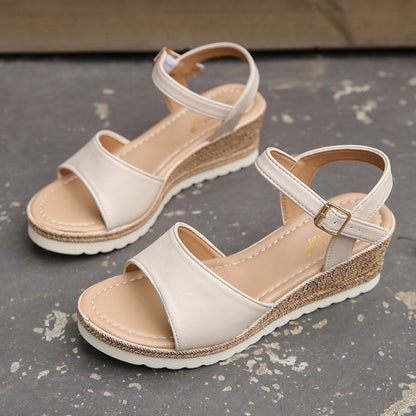 Ortho Welt Wedge Heel Sandals With Buckle - Summer