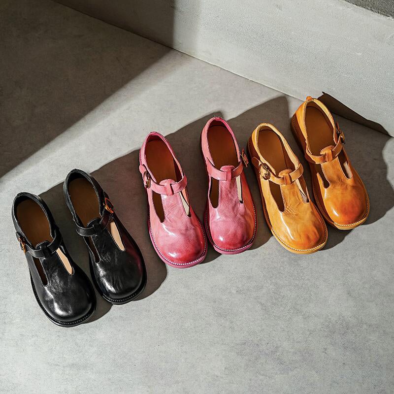 Ortho Welt T-Riemen Lederschuhe - Orthopädisch & Vintage