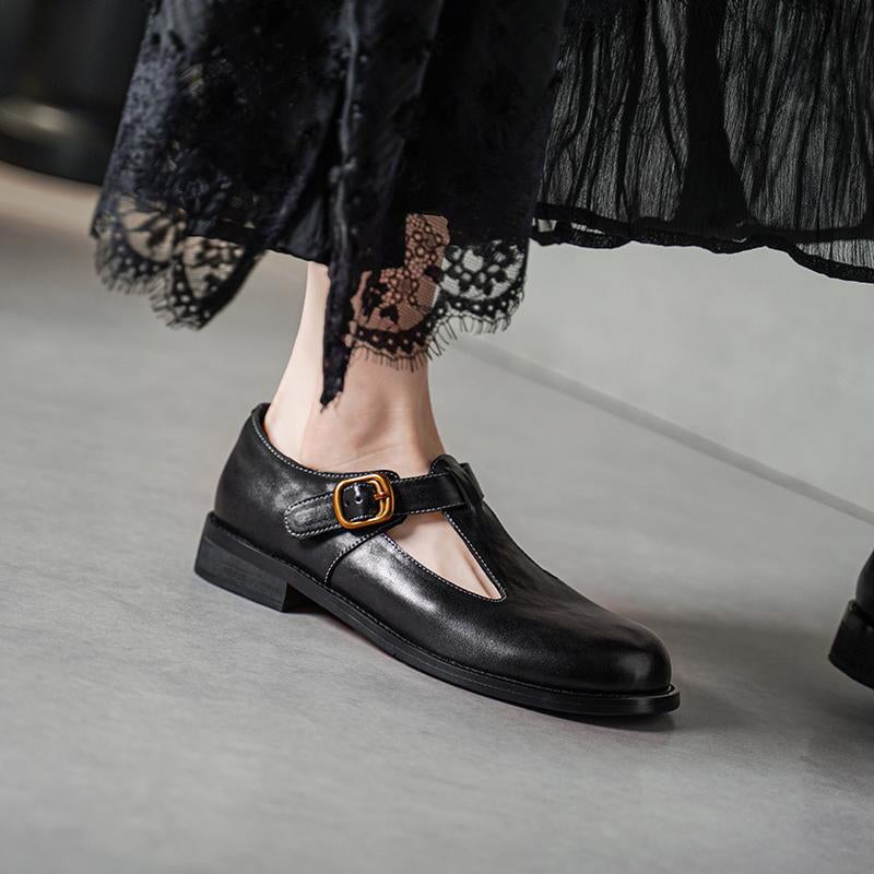 Ortho Welt T-Riemen Lederschuhe - Orthopädisch & Vintage