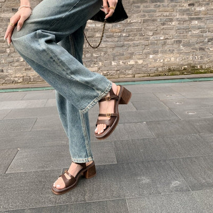 Ortho Welt Orthopedic Block Heel Sandals - Open Toe