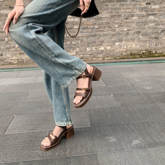 Ortho Welt Orthopedic Block Heel Sandals - Open Toe