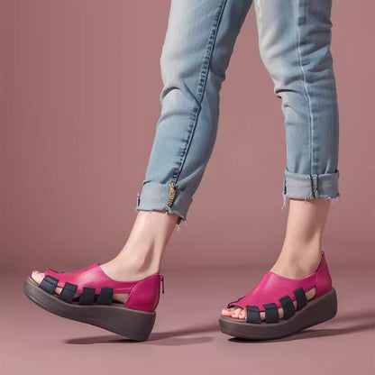 Joan | Orthopädische Damen-Slipper aus Leder mit offener Zehenpartie und hohem Tragekomfort