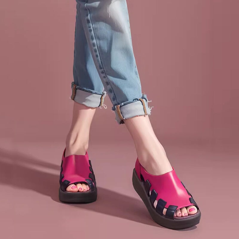 Joan | Orthopädische Damen-Slipper aus Leder mit offener Zehenpartie und hohem Tragekomfort