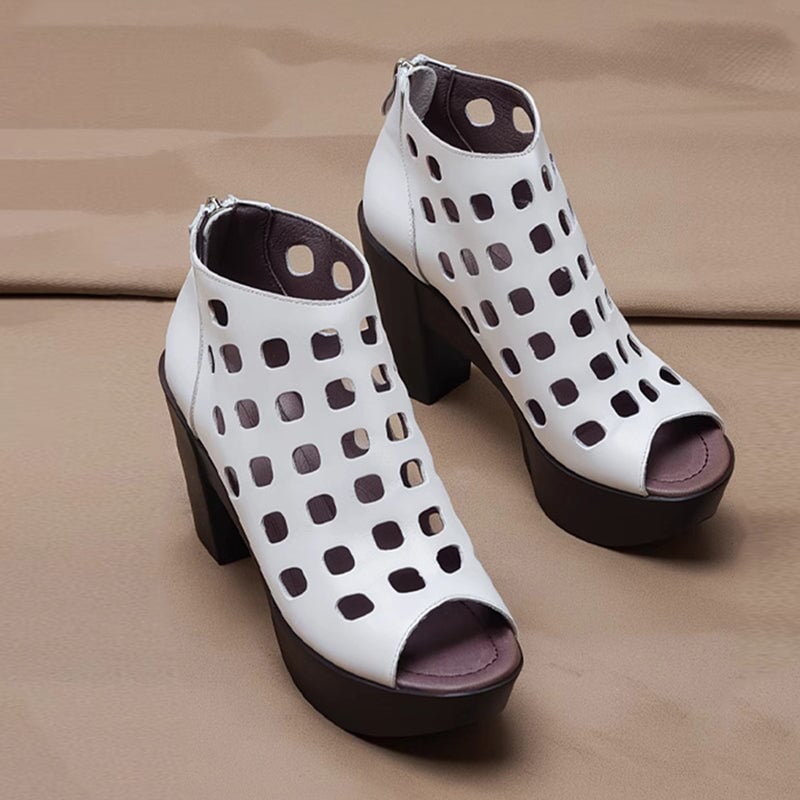 Jada | Damen-Stiefeletten mit offener Zehenpartie und Blockabsatz