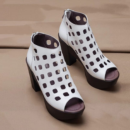 Jada | Damen-Stiefeletten mit offener Zehenpartie und Blockabsatz