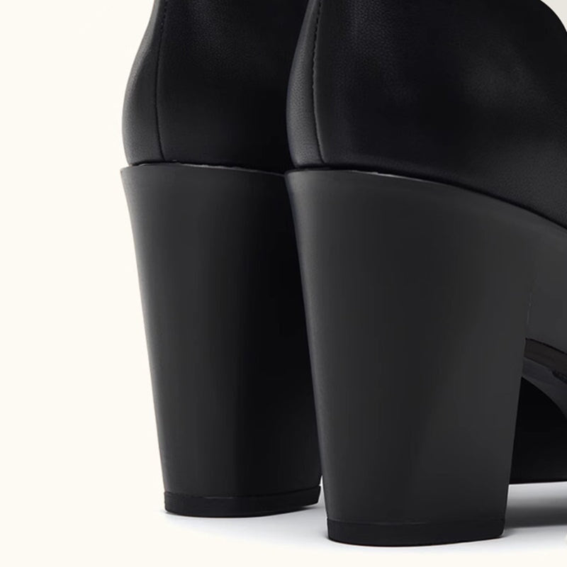 Ortho Welt Damen Orthopedic Leder Blockabsatz Peep-Toe Schuhe