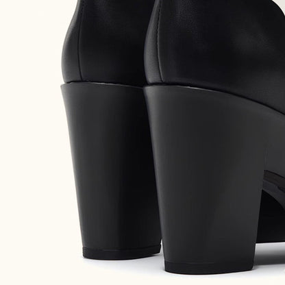 Ortho Welt Damen Orthopedic Leder Blockabsatz Peep-Toe Schuhe