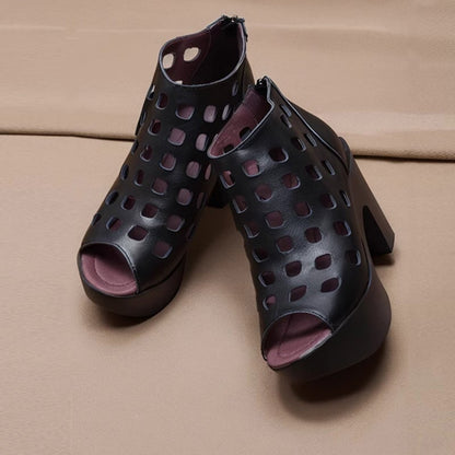 Jada | Damen-Stiefeletten mit offener Zehenpartie und Blockabsatz