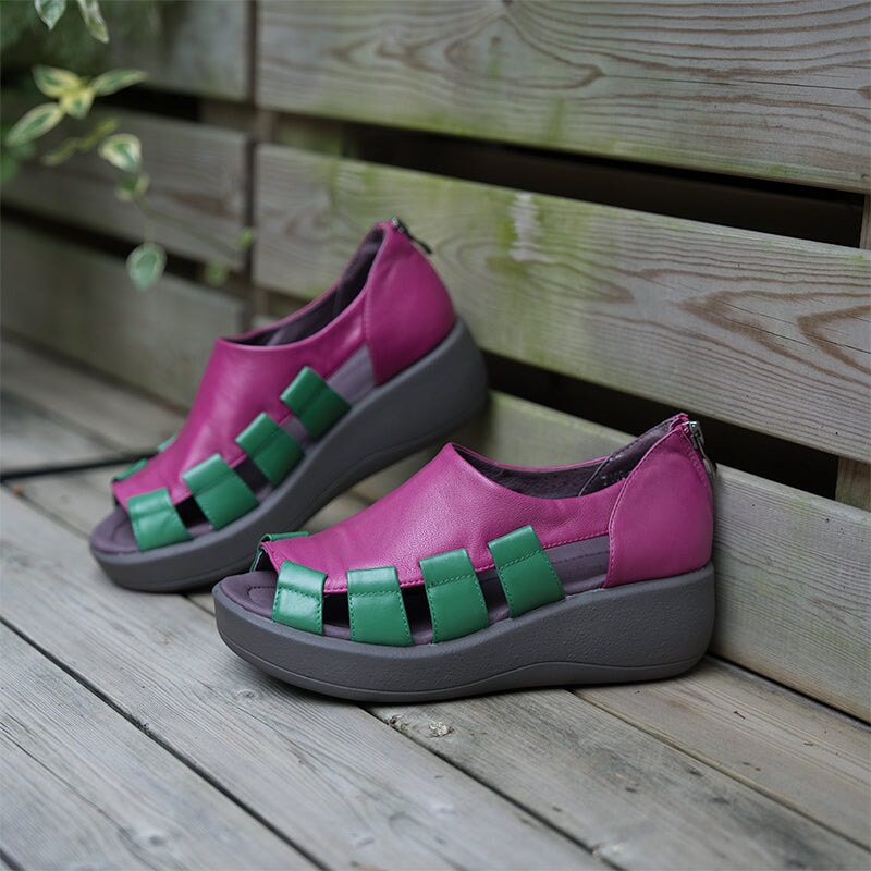 Joan | Orthopädische Damen-Slipper aus Leder mit offener Zehenpartie und hohem Tragekomfort