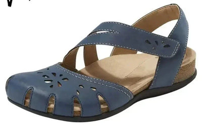 Ava | Lässige orthopädische Leder-Ballerinas mit gekreuzten Riemen und atmungsaktivem Cutout-Design