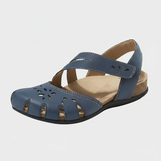 Ava | Lässige orthopädische Leder-Ballerinas mit gekreuzten Riemen und atmungsaktivem Cutout-Design