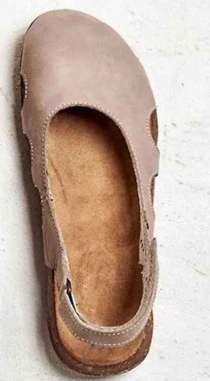 Ava | Lässige orthopädische Leder-Ballerinas mit gekreuzten Riemen und atmungsaktivem Cutout-Design