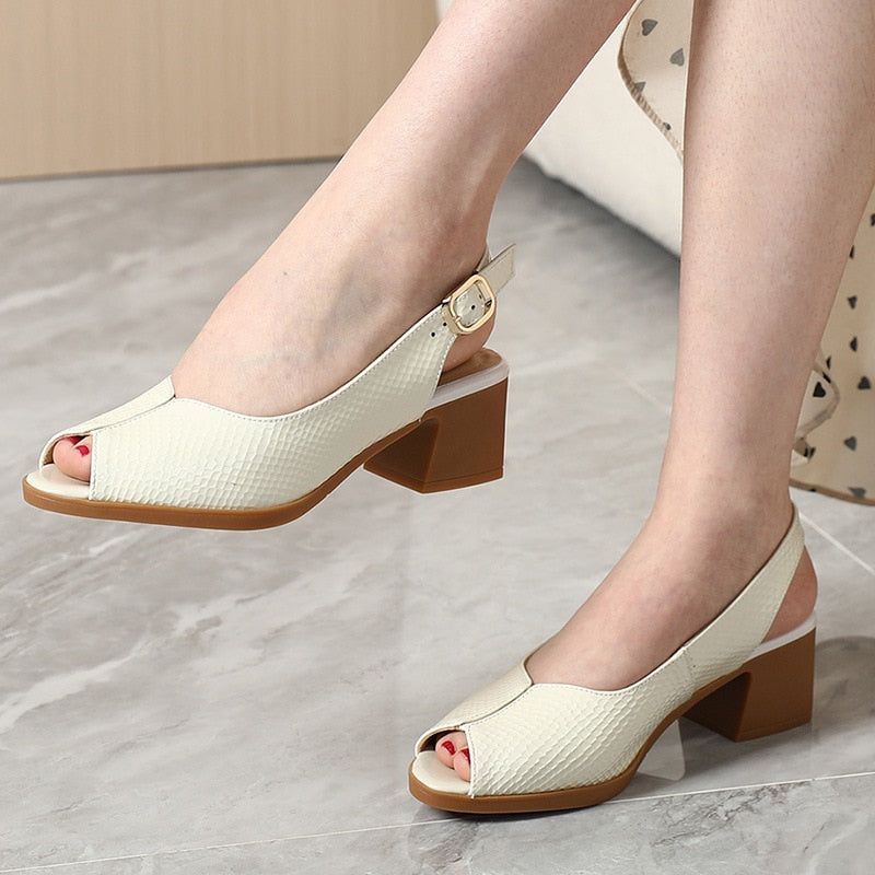 Caroline | Slingback-Sandalen mit Blockabsatz – Elegante Peeptoe-Sandalen für jeden Tag