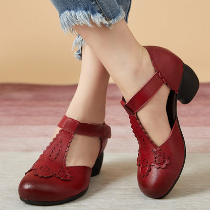 Ortho Welt Damen Orthopädische T-Riemen Vintage Schuhe